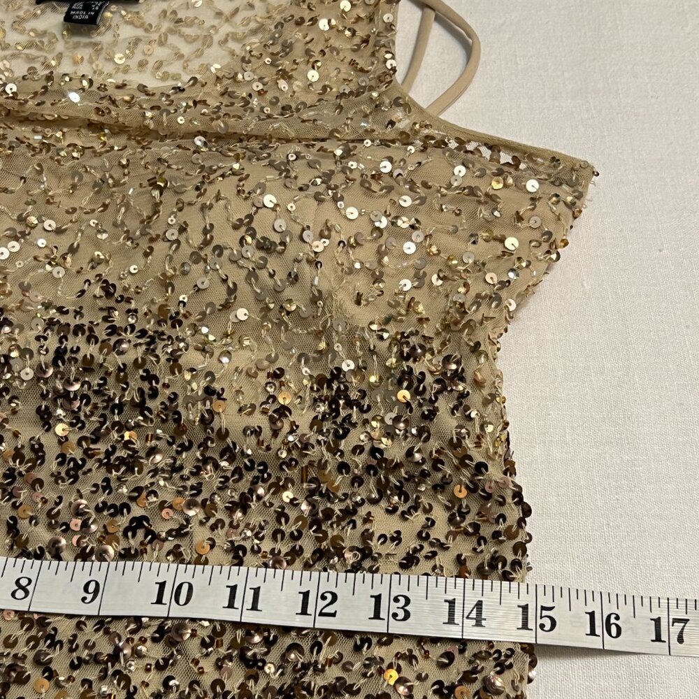 Adrianna Papell Gold Sequin Evening Dress Size 12 Cocktail Party Gown - Picture 9 of 12